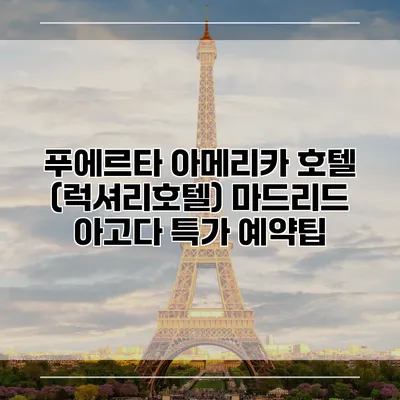 푸에르타 아메리카 호텔 (럭셔리호텔) 마드리드 아고다 특가 예약팁
