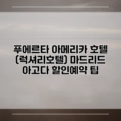 푸에르타 아메리카 호텔 (럭셔리호텔) 마드리드 아고다 할인예약 팁