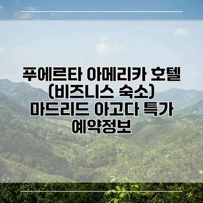 푸에르타 아메리카 호텔 (비즈니스 숙소) 마드리드 아고다 특가 예약정보