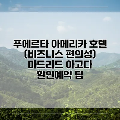 푸에르타 아메리카 호텔 (비즈니스 편의성) 마드리드 아고다 할인예약 팁
