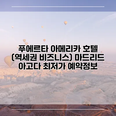 푸에르타 아메리카 호텔 (역세권 비즈니스) 마드리드 아고다 최저가 예약정보