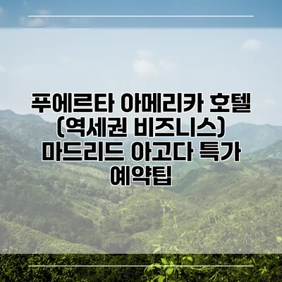 푸에르타 아메리카 호텔 (역세권 비즈니스) 마드리드 아고다 특가 예약팁