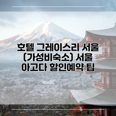 호텔 그레이스리 서울 (가성비숙소) 서울 아고다 할인예약 팁