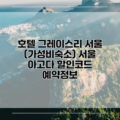 호텔 그레이스리 서울 (가성비숙소) 서울 아고다 할인코드 예약정보