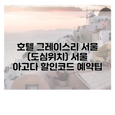 호텔 그레이스리 서울 (도심위치) 서울 아고다 할인코드 예약팁