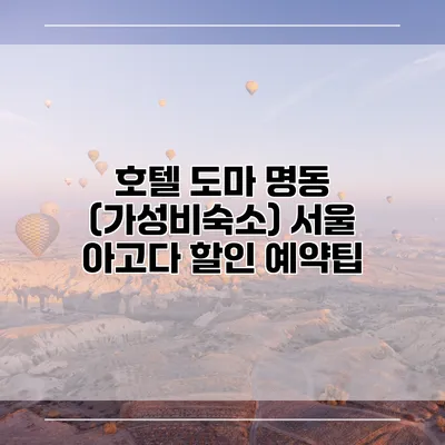 호텔 도마 명동 (가성비숙소) 서울 아고다 할인 예약팁