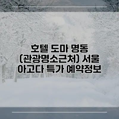 호텔 도마 명동 (관광명소근처) 서울 아고다 특가 예약정보