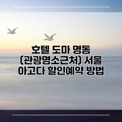 호텔 도마 명동 (관광명소근처) 서울 아고다 할인예약 방법