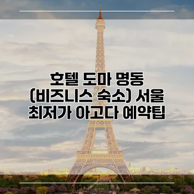 호텔 도마 명동 (비즈니스 숙소) 서울 최저가 아고다 예약팁