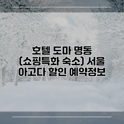 호텔 도마 명동 (쇼핑특화 숙소) 서울 아고다 할인 예약정보
