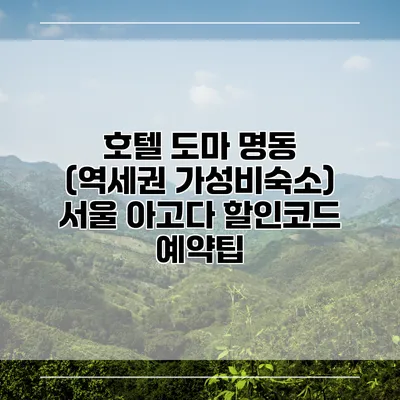 호텔 도마 명동 (역세권 가성비숙소) 서울 아고다 할인코드 예약팁