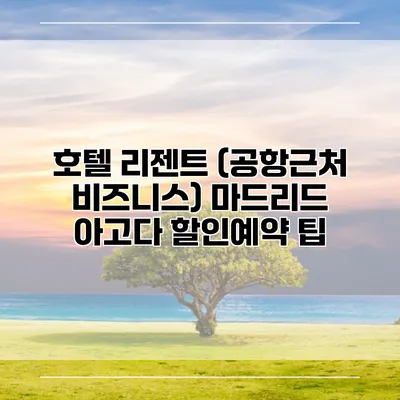 호텔 리젠트 (공항근처 비즈니스) 마드리드 아고다 할인예약 팁