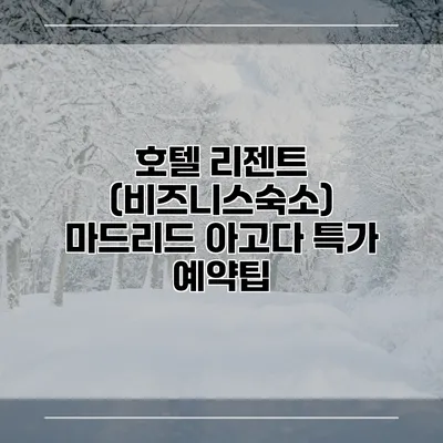 호텔 리젠트 (비즈니스숙소) 마드리드 아고다 특가 예약팁