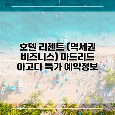 호텔 리젠트 (역세권 비즈니스) 마드리드 아고다 특가 예약정보