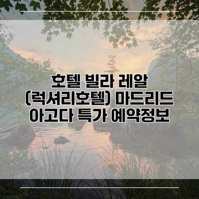 호텔 빌라 레알 (럭셔리호텔) 마드리드 아고다 특가 예약정보