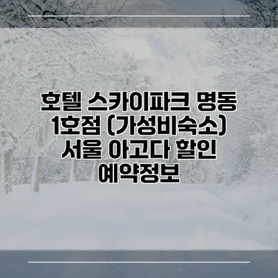호텔 스카이파크 명동 1호점 (가성비숙소) 서울 아고다 할인 예약정보