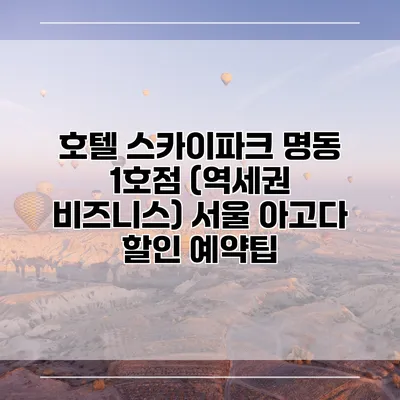 호텔 스카이파크 명동 1호점 (역세권 비즈니스) 서울 아고다 할인 예약팁