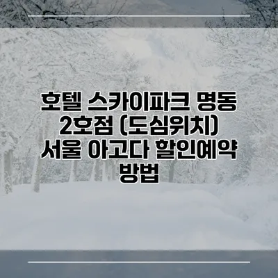 호텔 스카이파크 명동 2호점 (도심위치) 서울 아고다 할인예약 방법