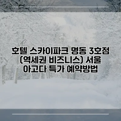 호텔 스카이파크 명동 3호점 (역세권 비즈니스) 서울 아고다 특가 예약방법