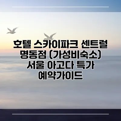 호텔 스카이파크 센트럴 명동점 (가성비숙소) 서울 아고다 특가 예약가이드