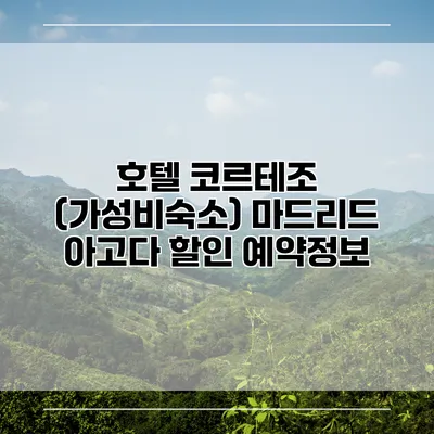 호텔 코르테조 (가성비숙소) 마드리드 아고다 할인 예약정보