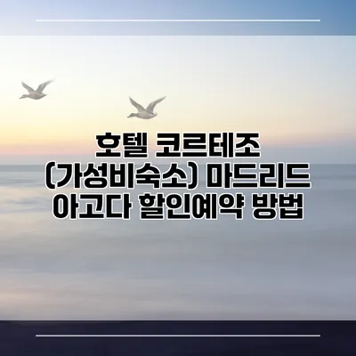 호텔 코르테조 (가성비숙소) 마드리드 아고다 할인예약 방법