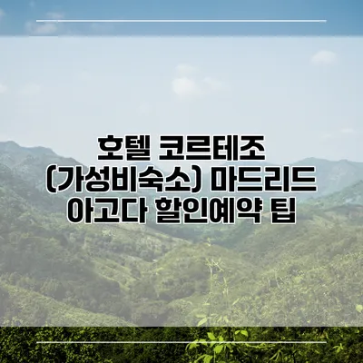 호텔 코르테조 (가성비숙소) 마드리드 아고다 할인예약 팁