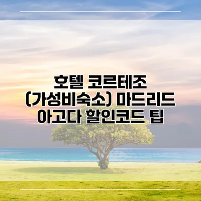 호텔 코르테조 (가성비숙소) 마드리드 아고다 할인코드 팁
