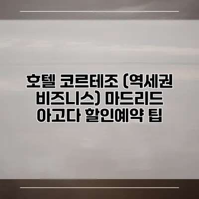 호텔 코르테조 (역세권 비즈니스) 마드리드 아고다 할인예약 팁