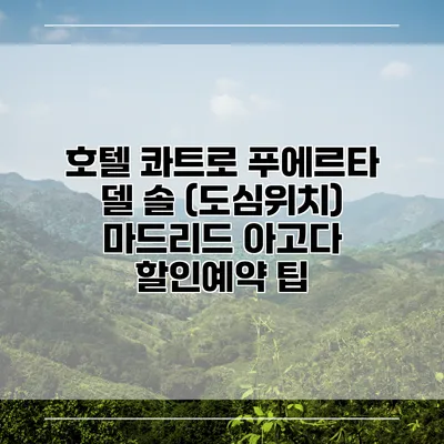 호텔 콰트로 푸에르타 델 솔 (도심위치) 마드리드 아고다 할인예약 팁