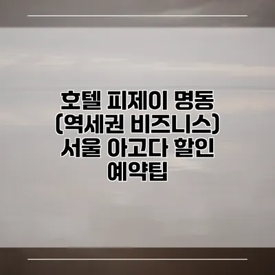 호텔 피제이 명동 (역세권 비즈니스) 서울 아고다 할인 예약팁